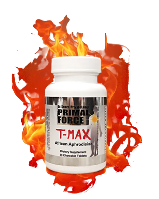 Primal Force T-Max African Aphrodisiac chewable tablet bottle — male vitality supplement